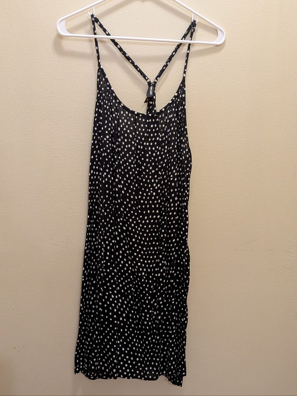 Billabong black and white polka dot camisole strappy slip dress Size L